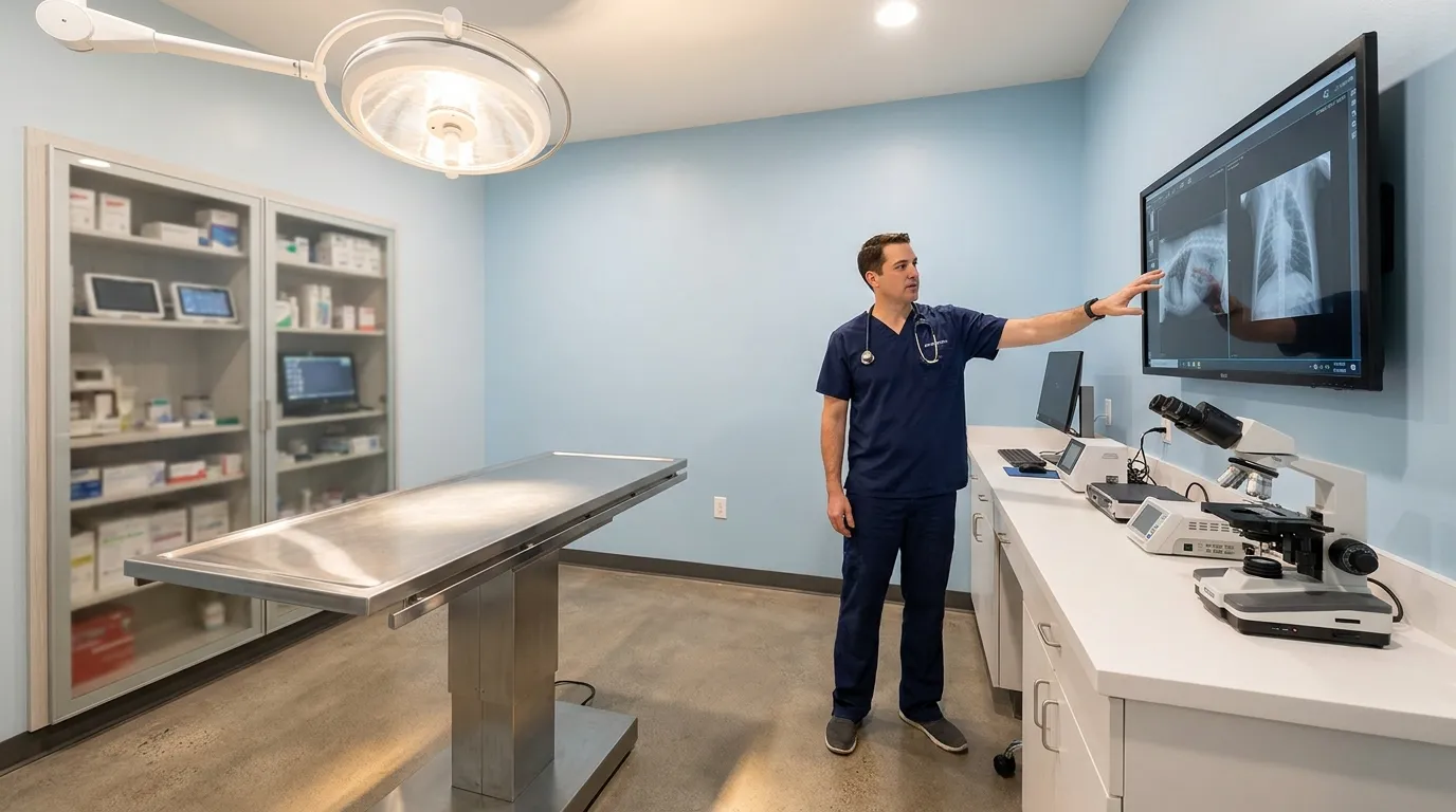 Equipamentos modernos para necropsia veterinária e análise de saúde
